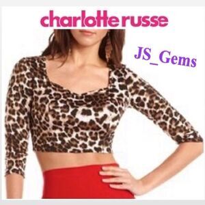 Charlette Russe Large Crop Leopard Trend Top